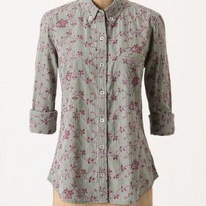 Anthropologie Odille Embroidered Eyelet Buttondown